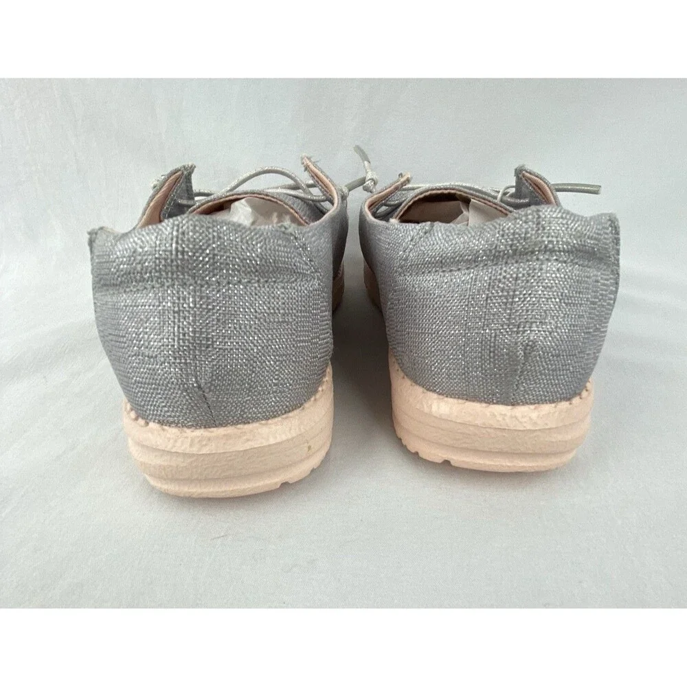 NWT HEY DUDE Shoes Youth Kids Size 3-4 Girls Wendy Sparkling‎ Silver Peach MINT